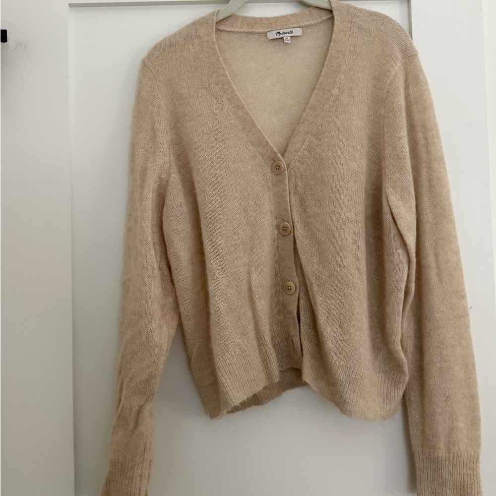 Beige Button-Up Women's Sweater